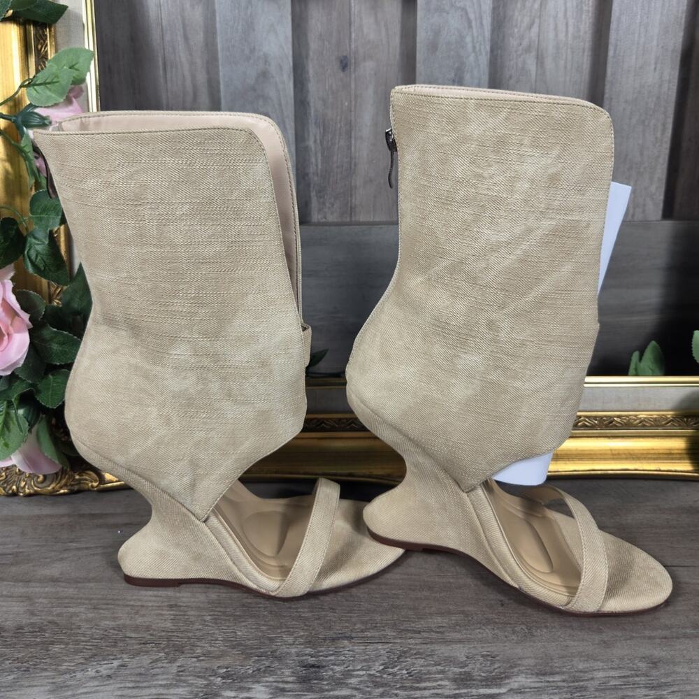 Azalea Wang Raffaello Beige Cutout Sandal Boots Women's Size 7 Open Toe Heels
